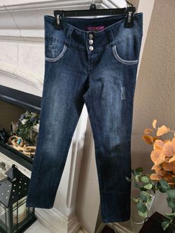 OPUS Women's Dark Wash Rhinestone Trim Jeans