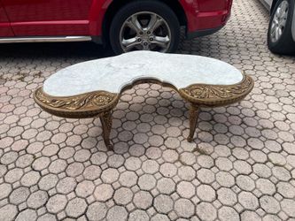 Vintage Coffee Table With Marble Top  56”W x 31”D x 17”H in Good Condition $700 Firm on Price