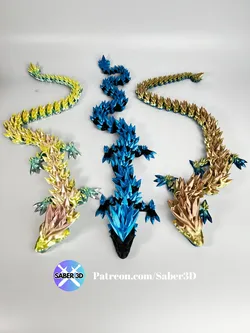 Articulated Crystal Dragon 3D Printed Flexible Fidget Toy