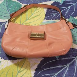 NWT Coach 43723 Kristin Peach 🍑 Leather Pouch Handbag 