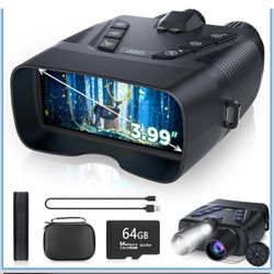 Night Vision Goggles, 58MP Full-Color 4K Night Vision Binoculars for Adults with 10000mAh Fast Charging Battery, 64GB Card, 3.99" Screen and 1968FT Vi