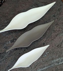 DESSini ivory & gray ceramic set of three leaf dishes   $25 for set