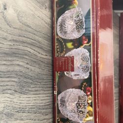 Gorham North Pole Express Set Of 3 Full Lead Crystal Christmas Voltives 