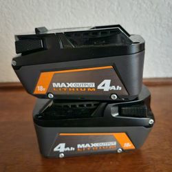 BRAND NEW RIDGID 18V MAX OUTPUT LITHIUM 4Ah BATTERIES SET