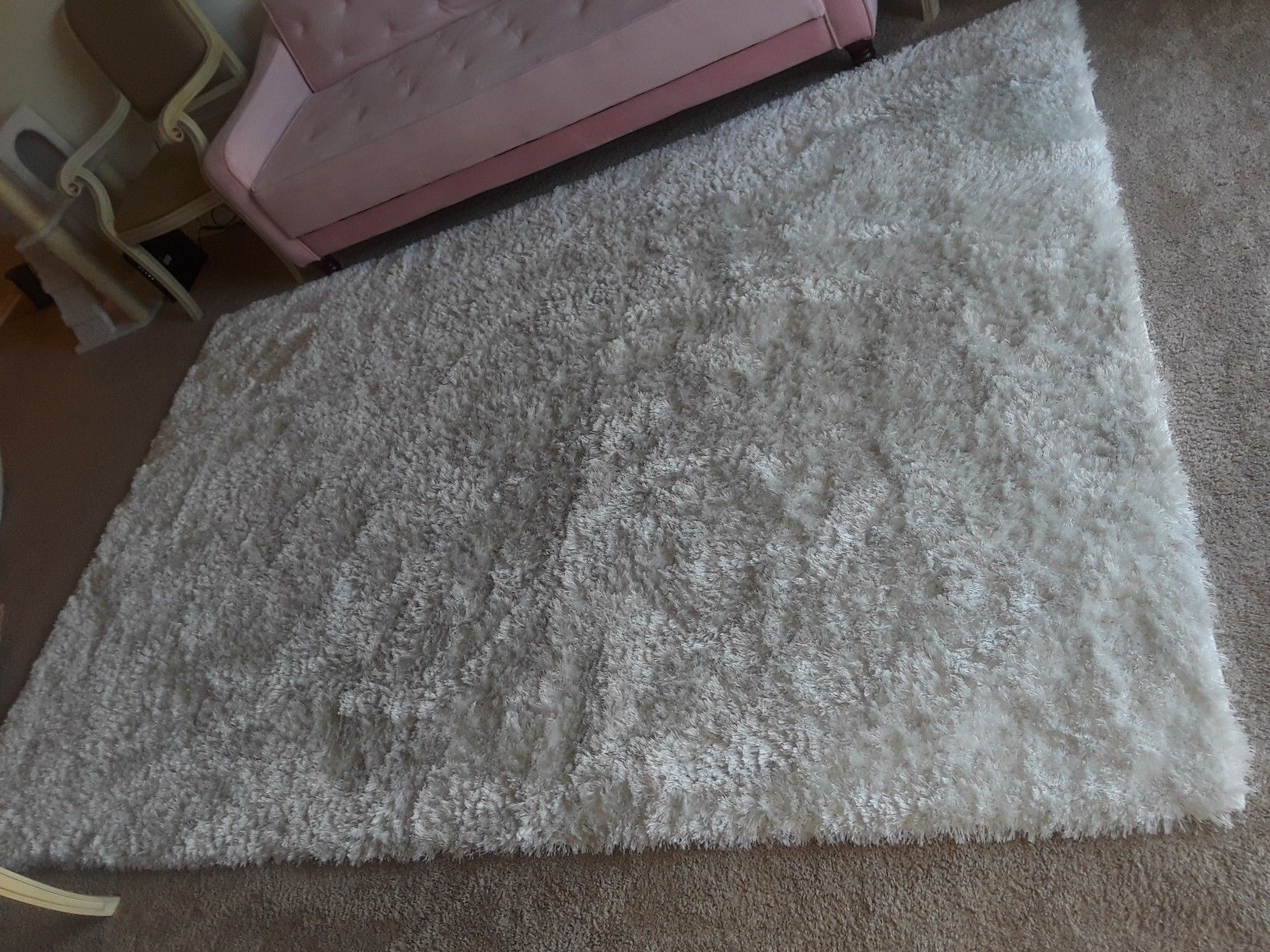 Large white shag rug