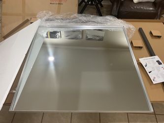 Silver Bathroom Mirror, 42"x42" Mirror for Vanity or wall Deep Metal Frame, Brushed Finish *NEW*
