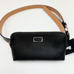 Kate Spade zip top Logo belt bag Fanny Pack ~NWT~ Black L/XL