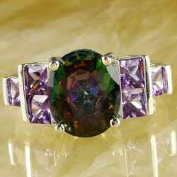 Size 8 Mystic Topaz and Amethyst Ring