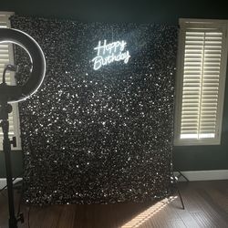 Shimmer Wall With Neon Sign