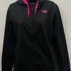 The North Face Classic Regular Fit Women's Black Pink Full Zipper Hoodie Jacket Size Medium 