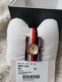 Gucci Mother of Pearl Plexiglass 24mm Quartz Watch Red White Blue Gucci Mother Of Pearl Plexiglass Watch for Sale in Lynnwood  main image 2