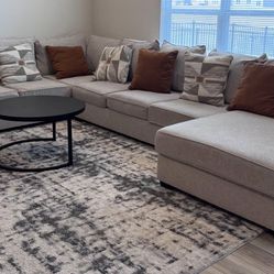 Beige Sofa - 5 seater and chase