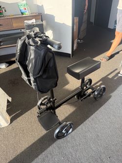 QEASET Knee Walker, Foldable Knee Scooter with Brake & Bag, Black