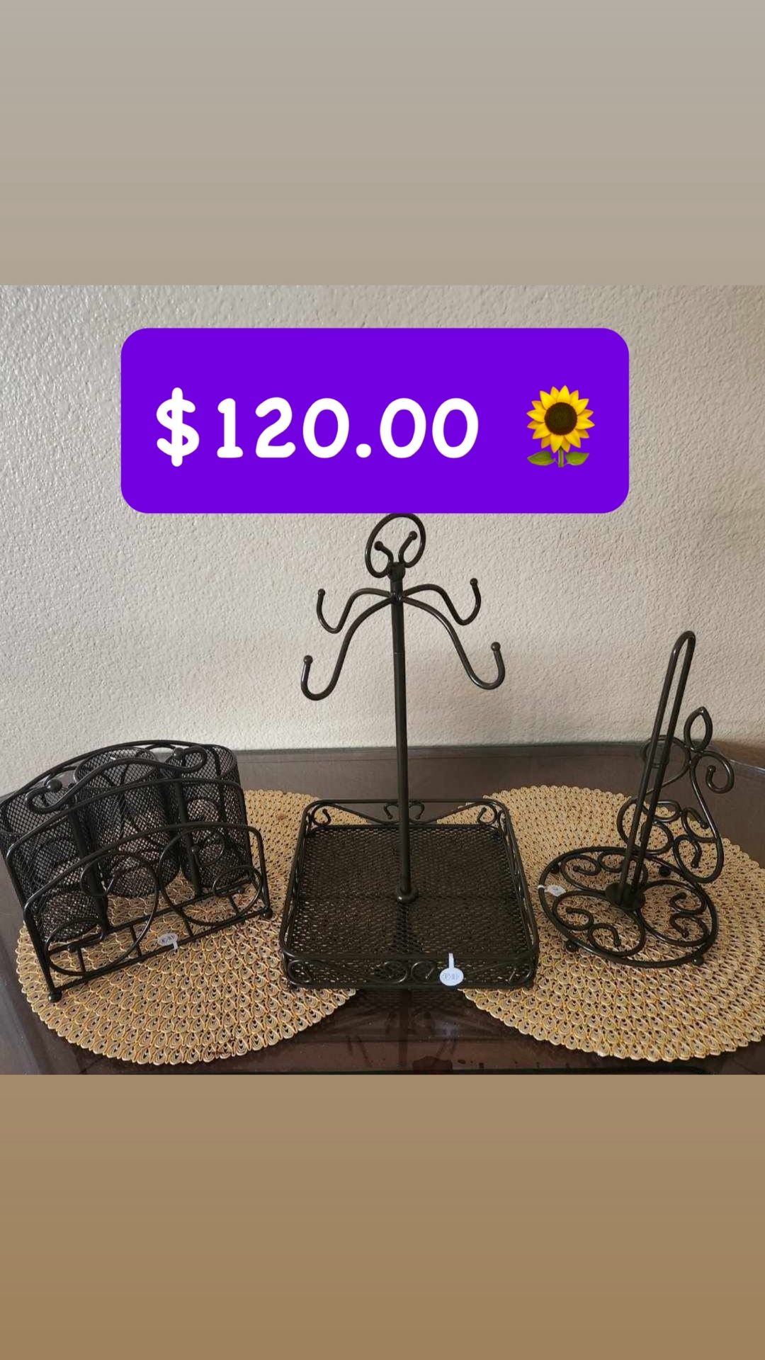 $120.00 Set De 3 Organizadores Para Tazas Servilletas Cucharas Línea Meridian Princess House,All Products : American Fashion Style Bags On Sale