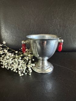 Art Deco Chrome & Red Bakelite Creamer-(use for a Planter Pot) 1930s