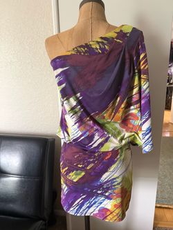 Jessica Simpson blouson one shoulder mini dress size 2