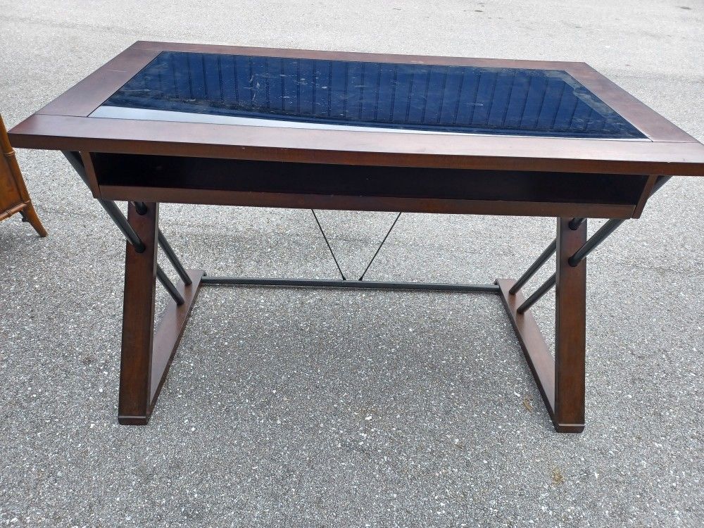 Glass Top Wood Desk