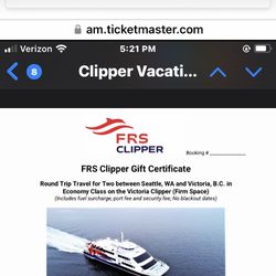 Two Tickets For Roundtrip On The FRS Victoria Clipper In Economy Class 