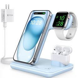 WAITIEE Wireless Charger 3 in 1 Charging Station for for iPhone 16 15 14 13 12 11 X 8 & for Apple Watch, for AirPods 1/2/3/Pro/Pro 2 with Lightning Ch