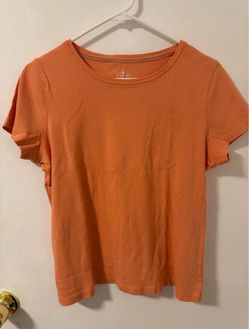 St. John's Bay Womens Shirt PL Large Short Sleeve Pullover Crew Neck Top Orange