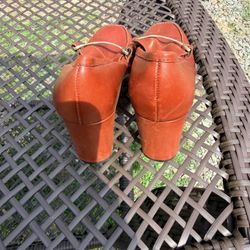 Enzo Angiolini Leather Block Heel Loafers Size 7.5