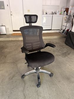 Mesh Office Chair with Headrest and Flip-Up Arms