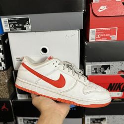 Nike Dunk Low White Picante Red size 10 USED But Clean