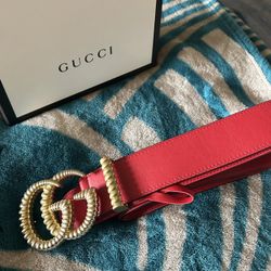 Gucci GG Torchon Belt In Red 100% Authentic 