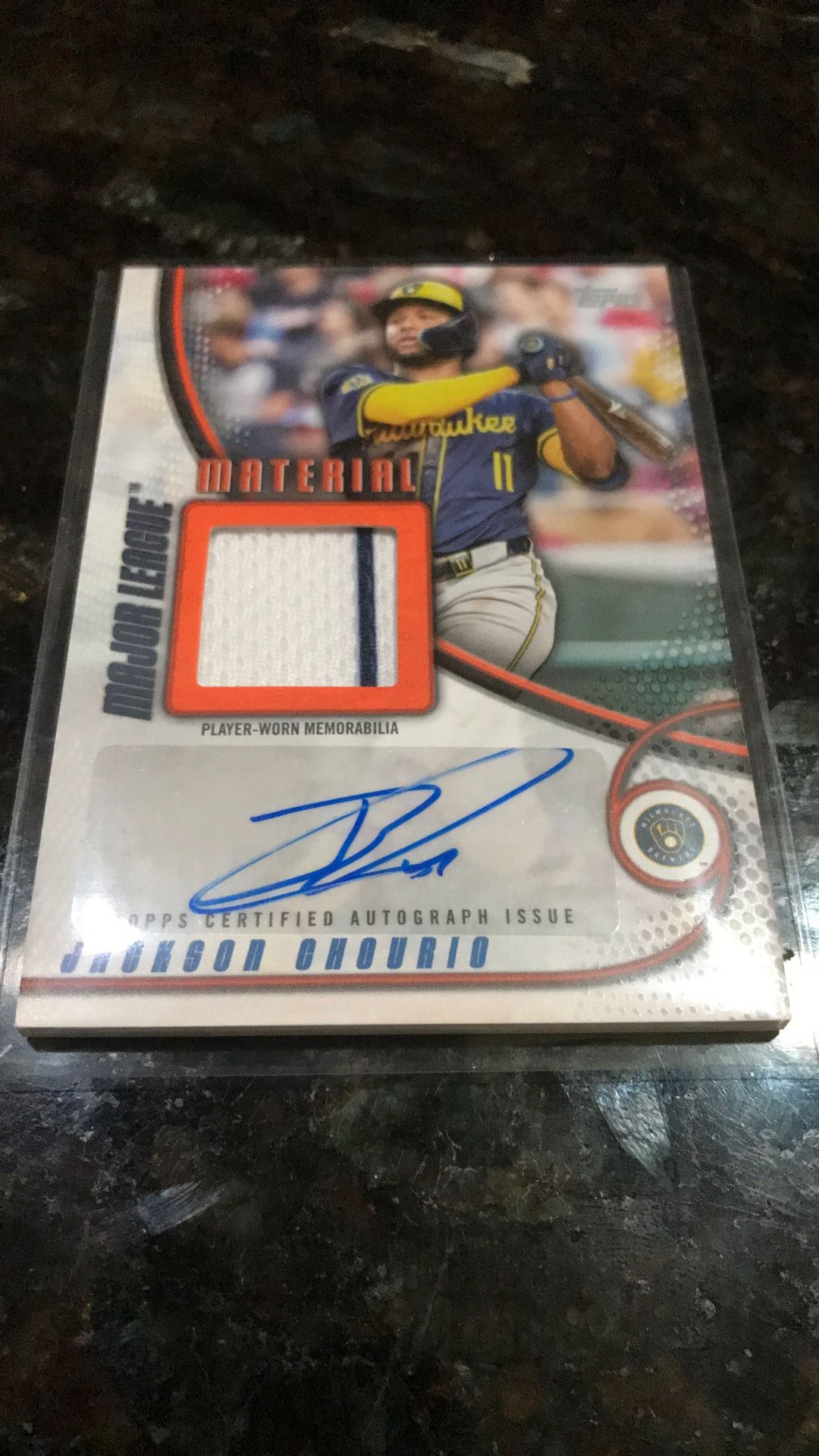 2025 Topps Baseball Jackson Chourio Relic Major League Material Game Warn Jersey And Autograph 15/25 Rare!!!