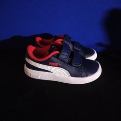 Toddler Blue & Red Puma Double Strap Tennis Shoes (Size 7C)