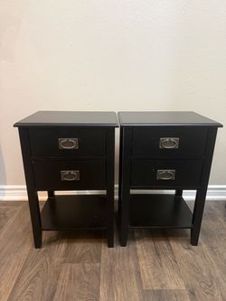 Black 2-Drawer Nightstand Set of 2