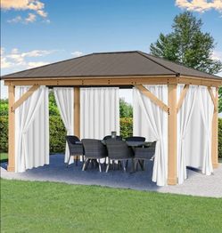 Waterproof Patio Outdoor Curtains with Rod Pocket, 6 Pcs
