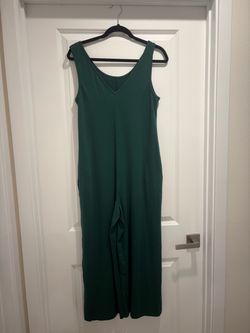 Brand: Nfsion: Green Sleeveless Wide-Leg Jumpsuit