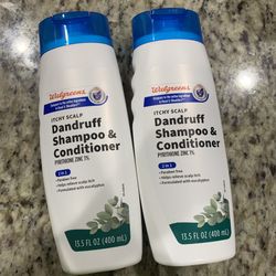 2x Walgreens Itchy Scalp 2 In 1 Dandruff Shampoo & Conditioner 13.5 Oz Each.