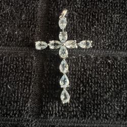 Aquamarine And Sterling Cross
