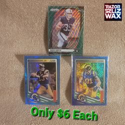 NFL FOOTBALL TRADING CARDS ONLY $6 EACH * PANINI SCORE PRIZM BLUE STARS DOTS GREEN WAVE PARALLEL