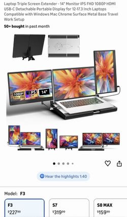 Aoker Laptop Triple Screen Extender - 14" Monitor