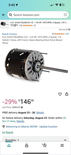 Century PSC Indoor Blower Motor