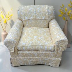 Yellow Floral Accent Lounge Chair Shabby Chic | Comfortable Sofa Chair