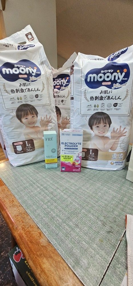 Diapers, Electrolyte Powdwer, Sunscreen.