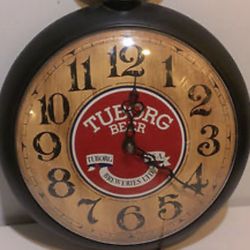 RARE 1973 TUBORG BEER CLOCK, BREWERY SIGN BUBBLE OLD VINTAGE ANTIQUE BAR WALL 