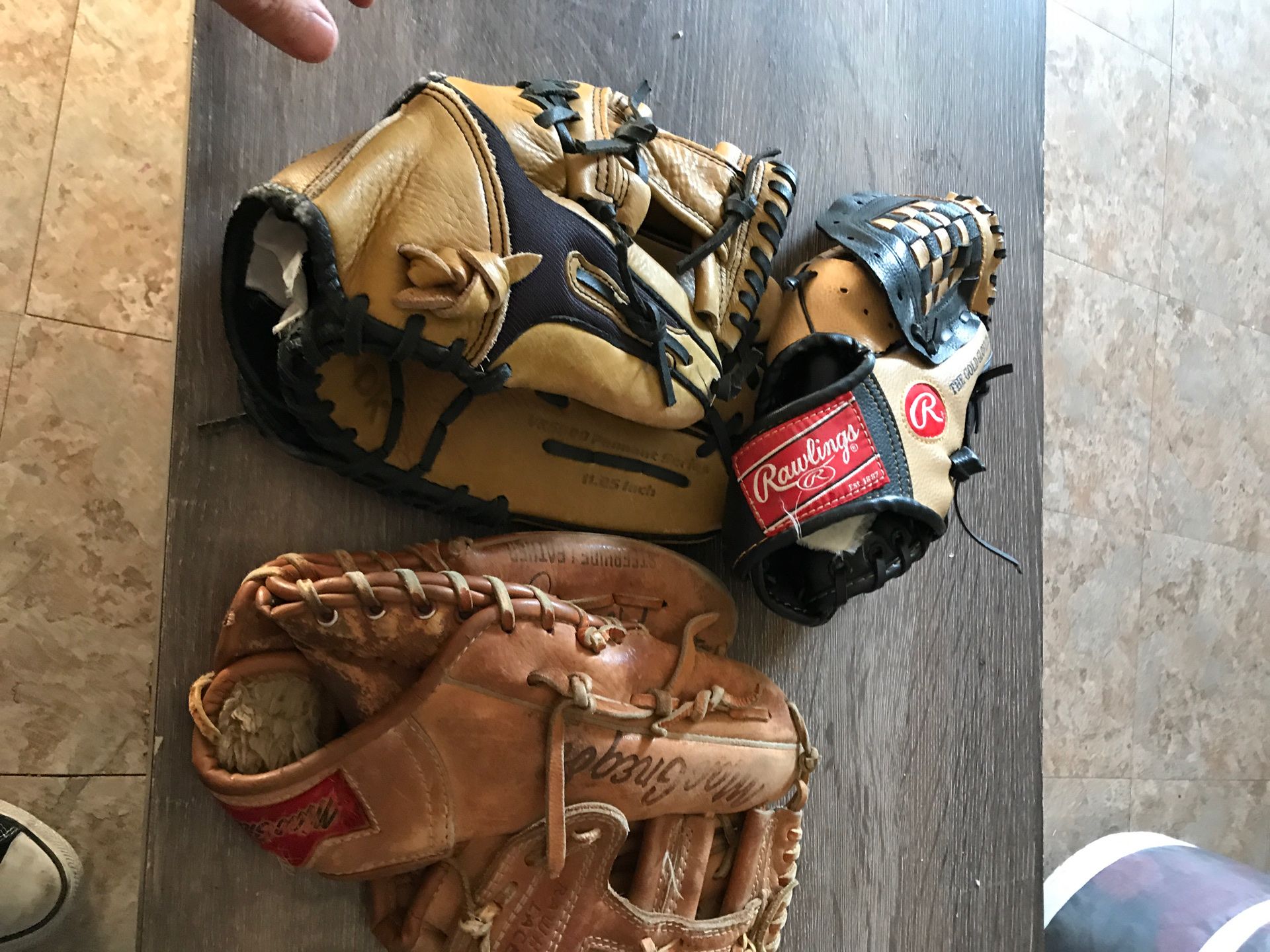 Baseball gloves and baseballs