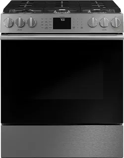Café - 30 in. Wide 6 Burners 5.6 Cu. Ft. Slide-In Gas Convection Range with Modern Glass