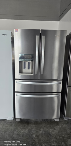Whirlpool 4‑Door French Door Fridge – Stainless, Ice/Water Dispenser