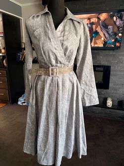 NWOT Vintage 2P Jones New York P Gray Belted Shirt Dress & free beauty gift bag