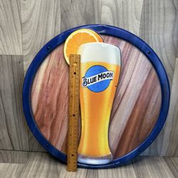 Blue Moon Beer Sign Wall Decor Round Bar Pub Man Cave Collectible 3D Logo Rare!!