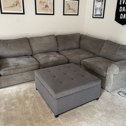 Pottery Barn Sectional Couch + Ottoman