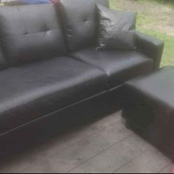 Black Sofa With Black Ottoman 