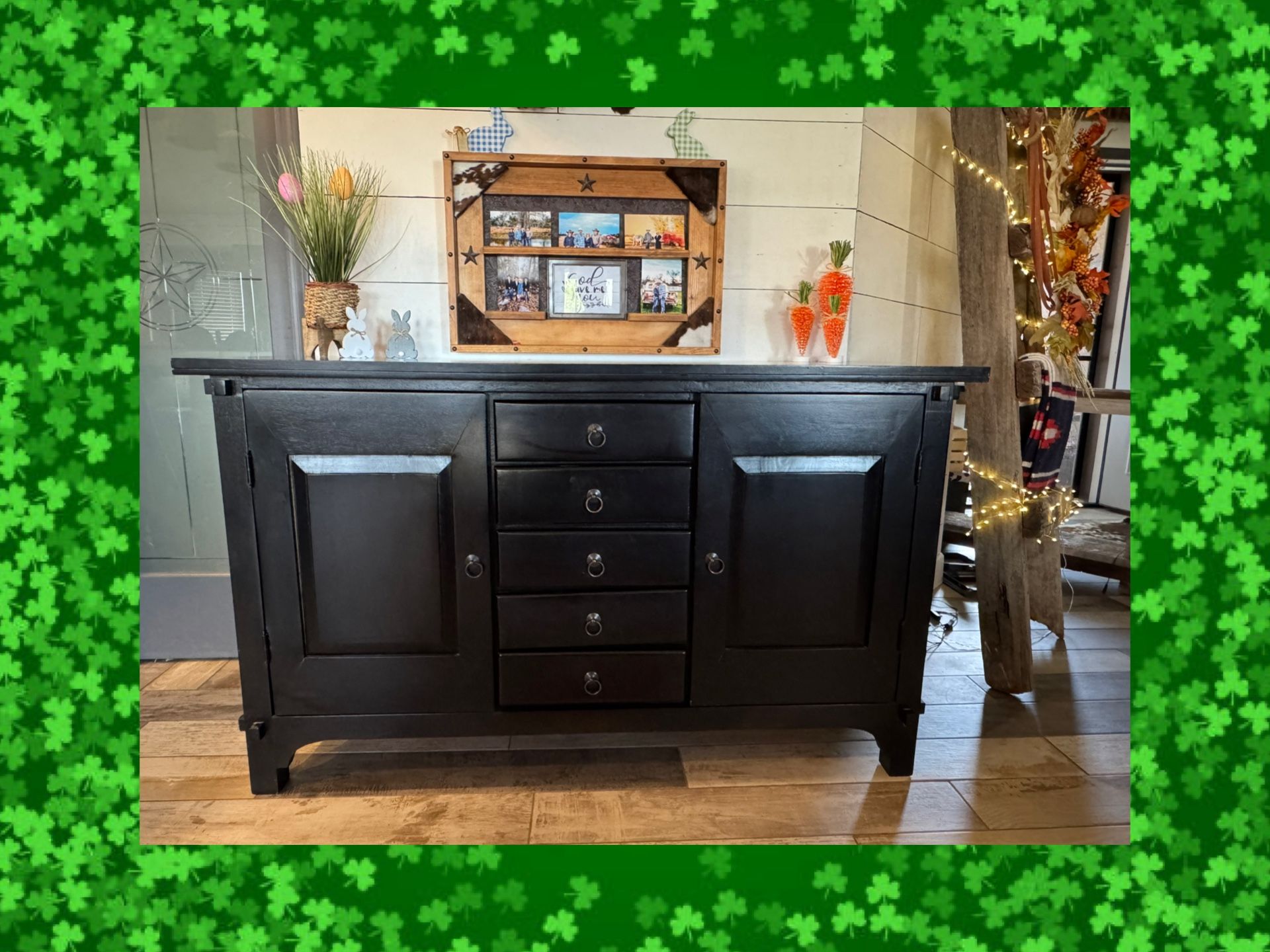 Beautiful Black Solid Wood Buffet/Entry Cabinet/Tv Stand