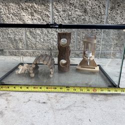 REPTI ZOO Full Glass 15 Gal. Reptile Tank, 20”x12”x10” Terrarium